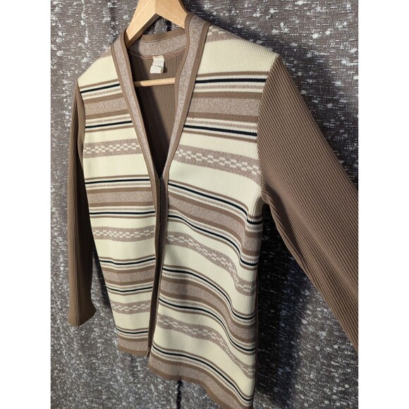 Vintage Brown/Cream‎ Striped Button Cardigan Womens Size 14 - Picture 3 of 8